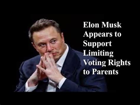 Jul 2, 2023 · Elon Musk, of his various unconventional and controversial policy preferences, seems to have added a new one to his list: limiting voting to parents. The father of 10 responded to a Twitter user ... 